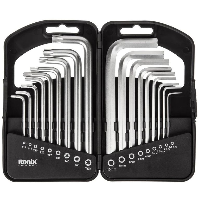 آچار آلن و ستاره ای رونیکس مدل 2051hex key مجموعه 18 عددی